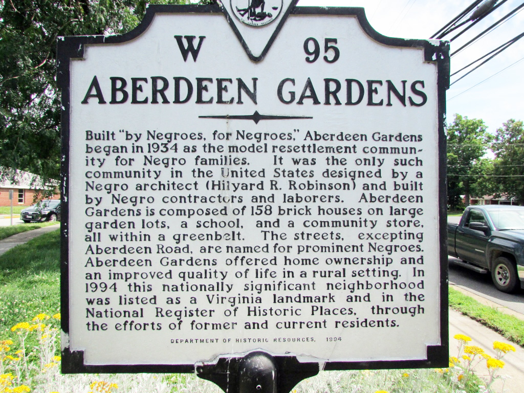 Aberdeen Gardens historic site marker