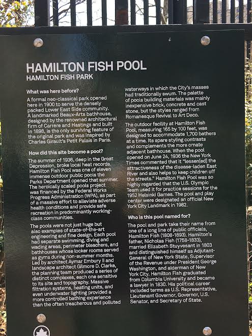 Hamilton Fish pool historical marker