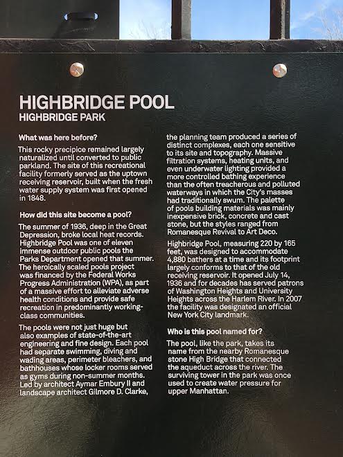 Highbridge pool historical marker