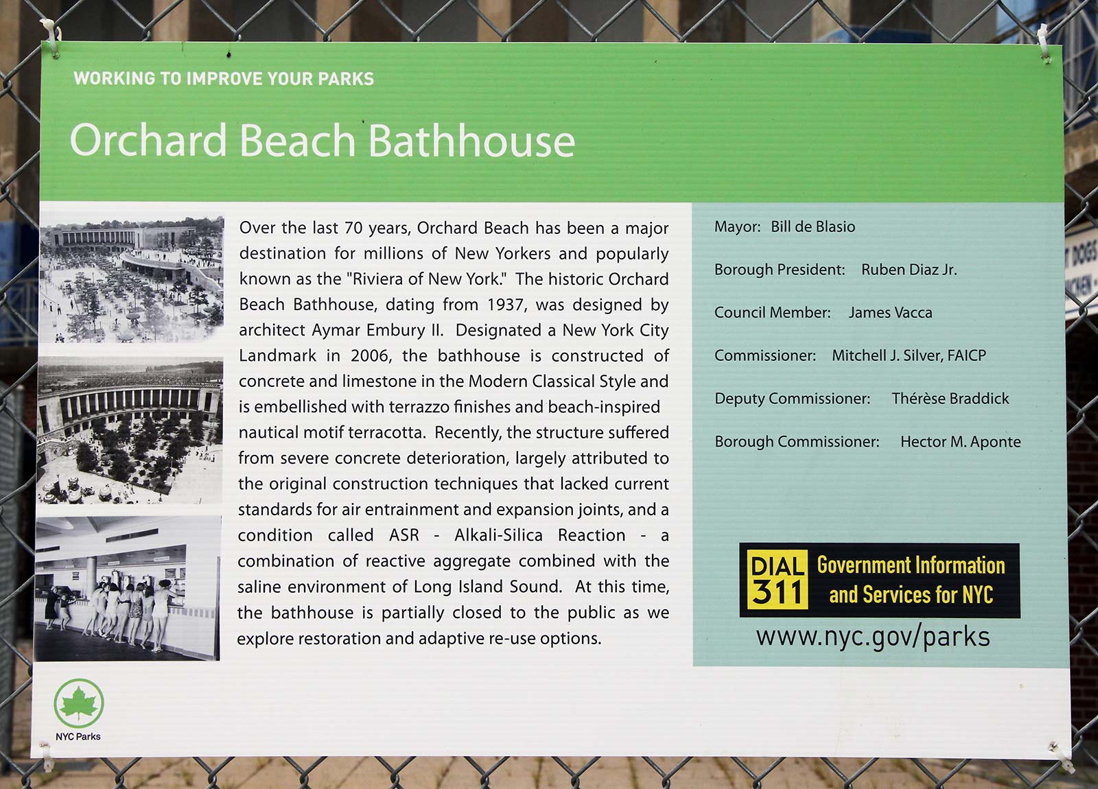 Orchard Beach bathhouse sign